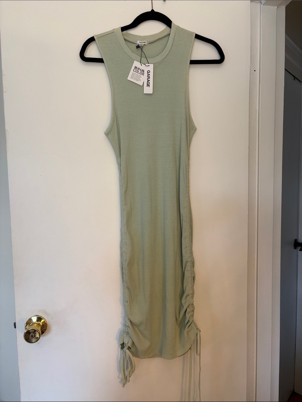 Garage Sleeveless Light Sage Midi Dress with Side Ties